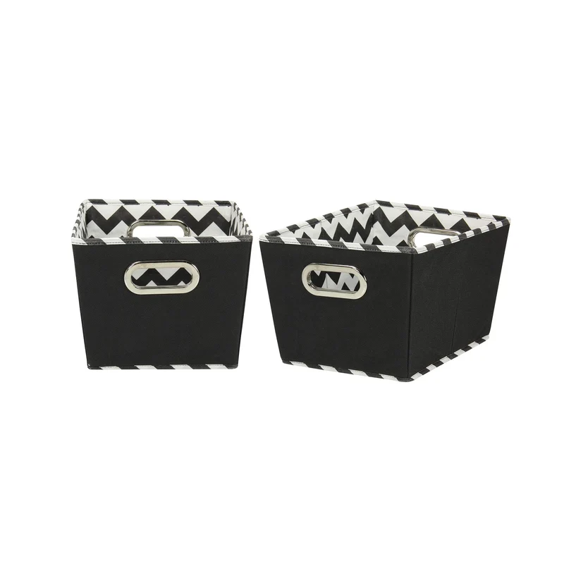 Household Essentials Kleine Tapered Dekorative Aufbewahrungsboxen, 2 Pack Set, Schwarz/Chevron