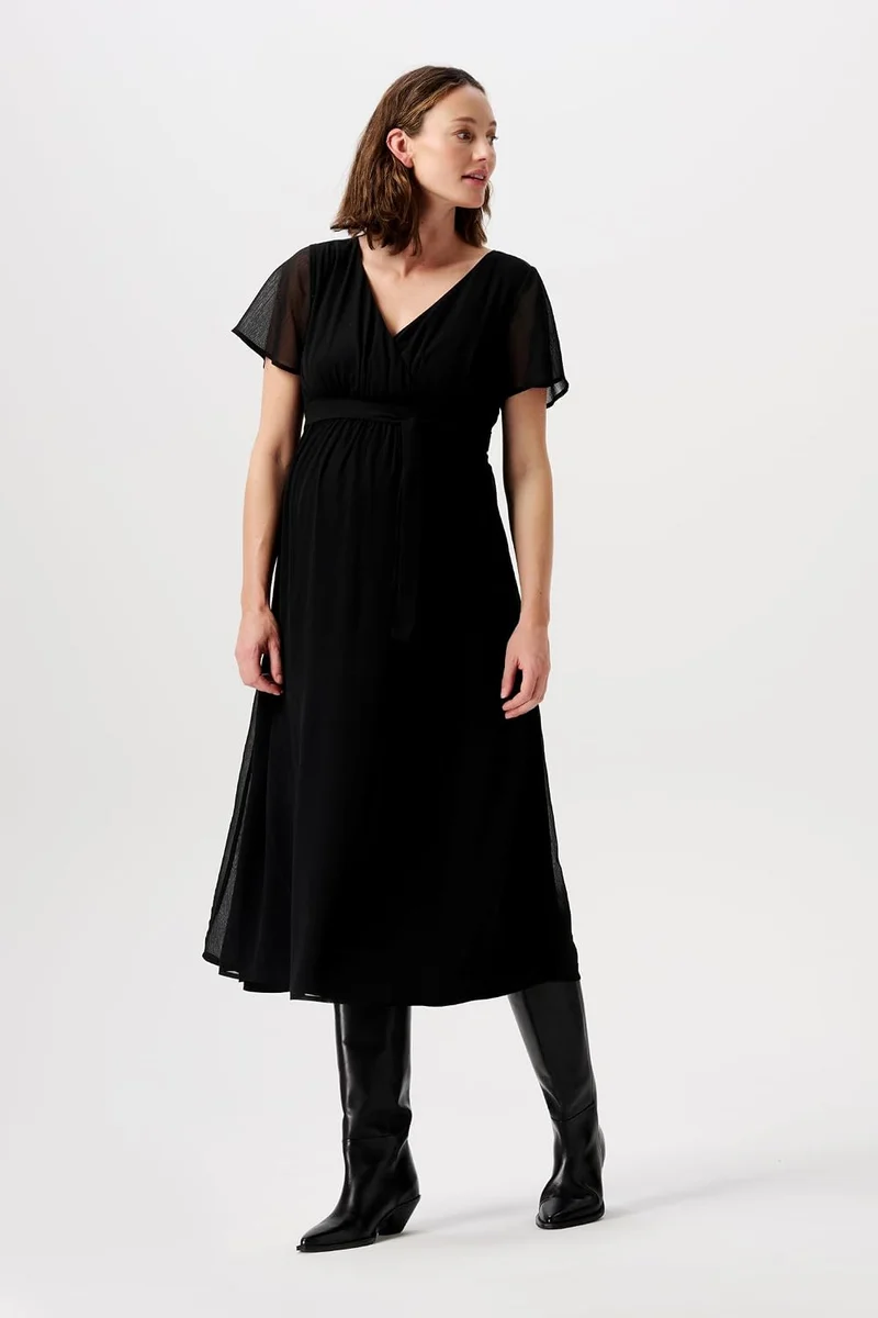 Noppies Damen Amelie Maxi Dress Ss Kleid, Black - P090
