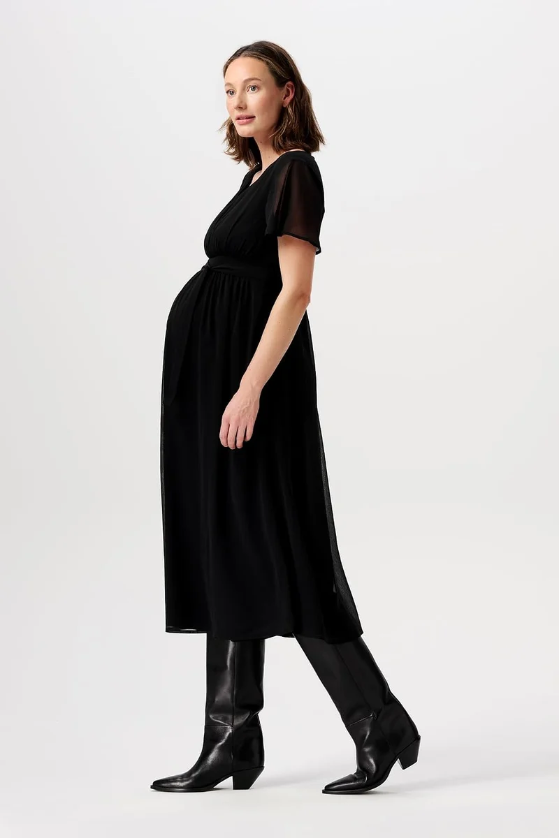 Noppies Damen Amelie Maxi Dress Ss Kleid, Black - P090