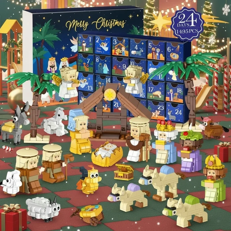 CREABRIX 2025 – Kreativer Eigenbau-Adventskalender mit 24 Bausteinen & Krippenmotiv