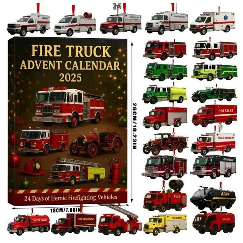 BLAZEMAS 2025 – 24-Tägiger Feuerwehr-Adventskalender Mit Farbenfrohen Anhängern Für Kinder