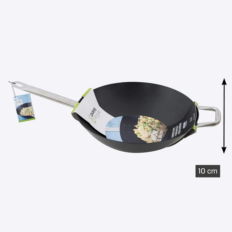 Point-Virgule Wok Pfanne mit Antihaft Beschichtung und Edelstahlgriff für Wok-Grillgerichte zu berei