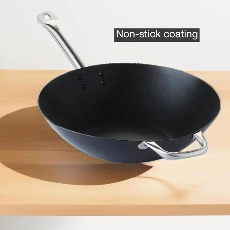 Point-Virgule Wok Pfanne mit Antihaft Beschichtung und Edelstahlgriff für Wok-Grillgerichte zu berei