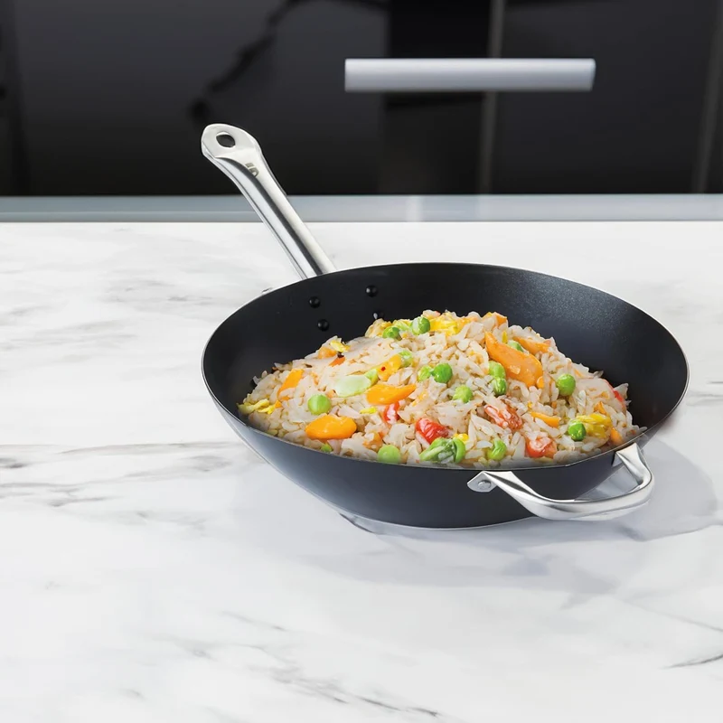 Point-Virgule Wok Pfanne mit Antihaft Beschichtung und Edelstahlgriff für Wok-Grillgerichte zu berei