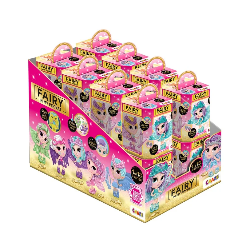 CRAZE Fairy In My Pocket Komplettes Thekendisplay | 16er Set Feen Puppen mit Flügel, 16x Feen Figure
