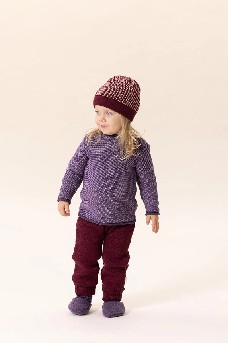Disana Melange-Pullover, 100% Bio-Merinowolle GOTS, IVN Best | mit Knopfverschluss am Kragen | Baby