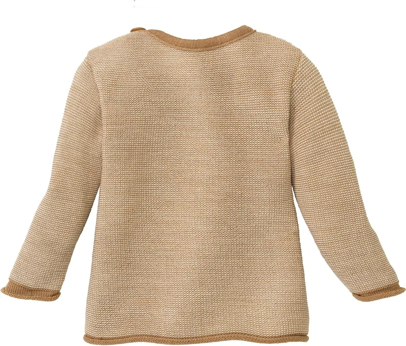 Disana Melange-Pullover, 100% Bio-Merinowolle GOTS, IVN Best | mit Knopfverschluss am Kragen | Baby