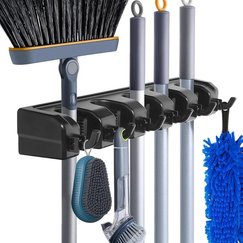 HYRIXDIRECT Wandhalterung für Wischmopp und Besen, robust, Wandmontage, Besen-Organizer, für Zuhause