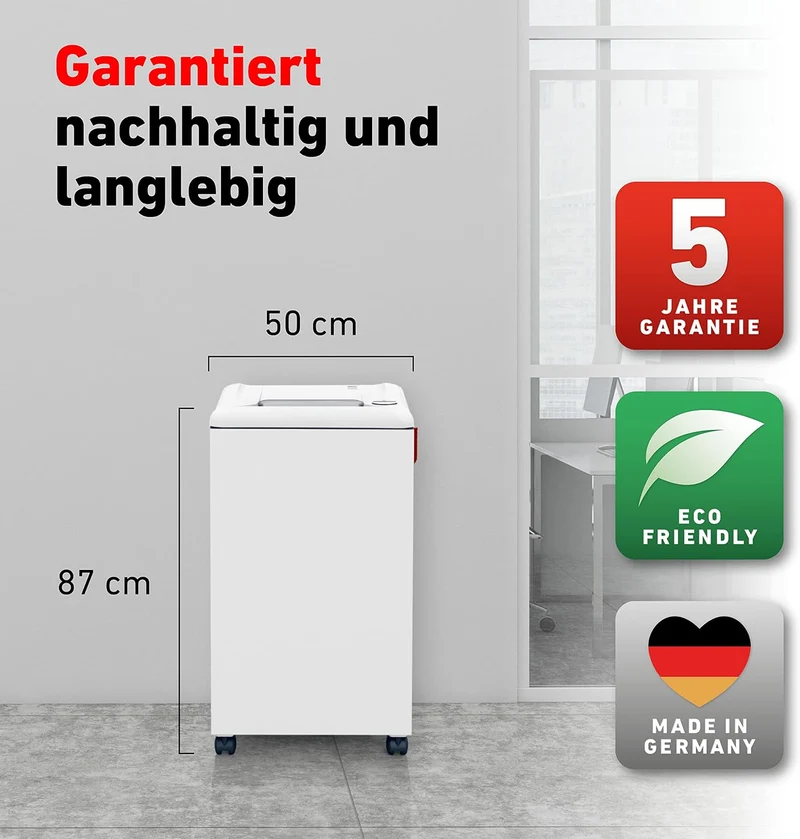 IDEAL 2503 Aktenvernichter, Sicherheitsstufe P-2, Streifenschnitt 4 mm, 20 Blatt Kapazität, 75L Abfa