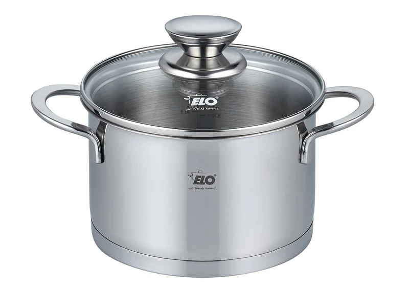 ELO 72545 Fleischtopf 14 cm mit Glasdeckel Serie Galant, Induktion, Edelstahl hochglänzend, mit Lite