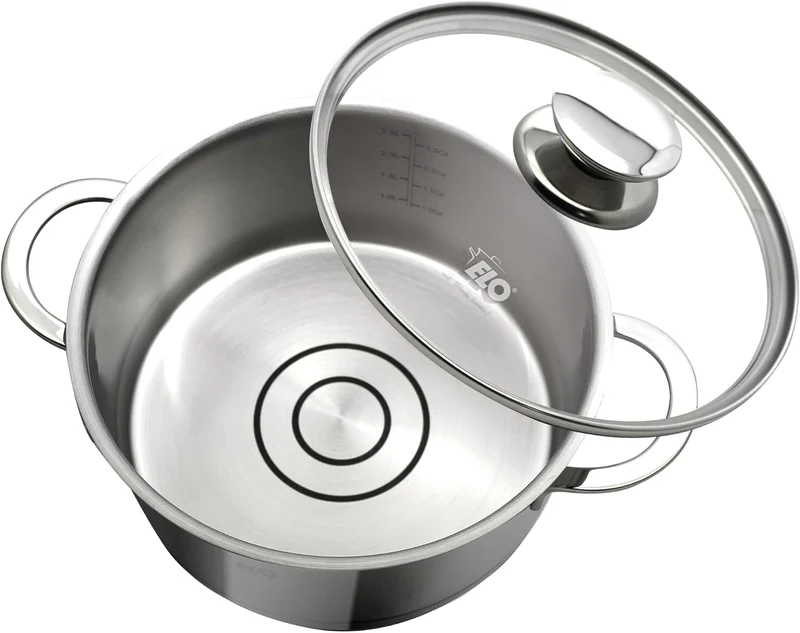 ELO 72545 Fleischtopf 14 cm mit Glasdeckel Serie Galant, Induktion, Edelstahl hochglänzend, mit Lite