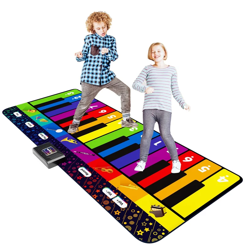 SUNLIN 1,8 m Lange Klaviermatte für Jungen und Mädchen, 24 Tasten, 10 Lieder, 8 Instrumentalklänge,