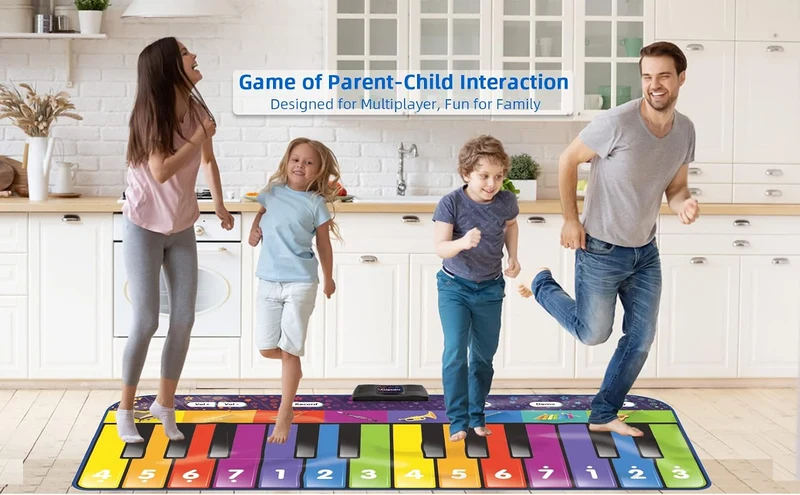 SUNLIN 1,8 m Lange Klaviermatte für Jungen und Mädchen, 24 Tasten, 10 Lieder, 8 Instrumentalklänge,