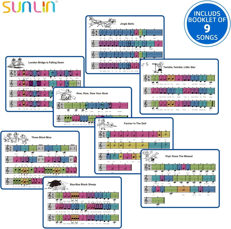 SUNLIN 1,8 m Lange Klaviermatte für Jungen und Mädchen, 24 Tasten, 10 Lieder, 8 Instrumentalklänge,