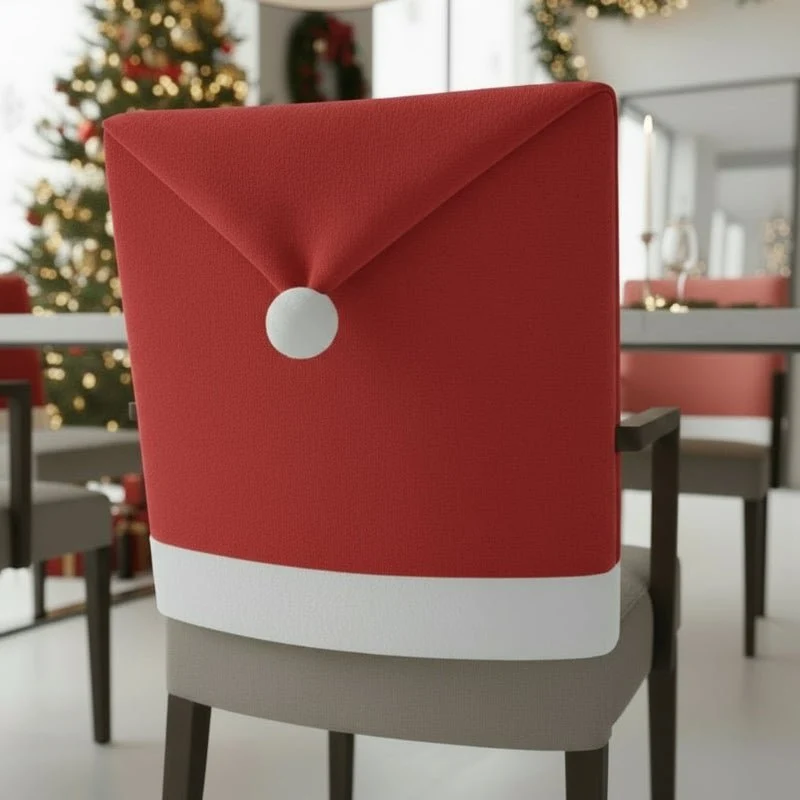 Fröhlicher Sitz – Stuhlhussen Mit Weihnachtsmannmütze (2er-Pack) Für Festliche Esszimmerdekoration