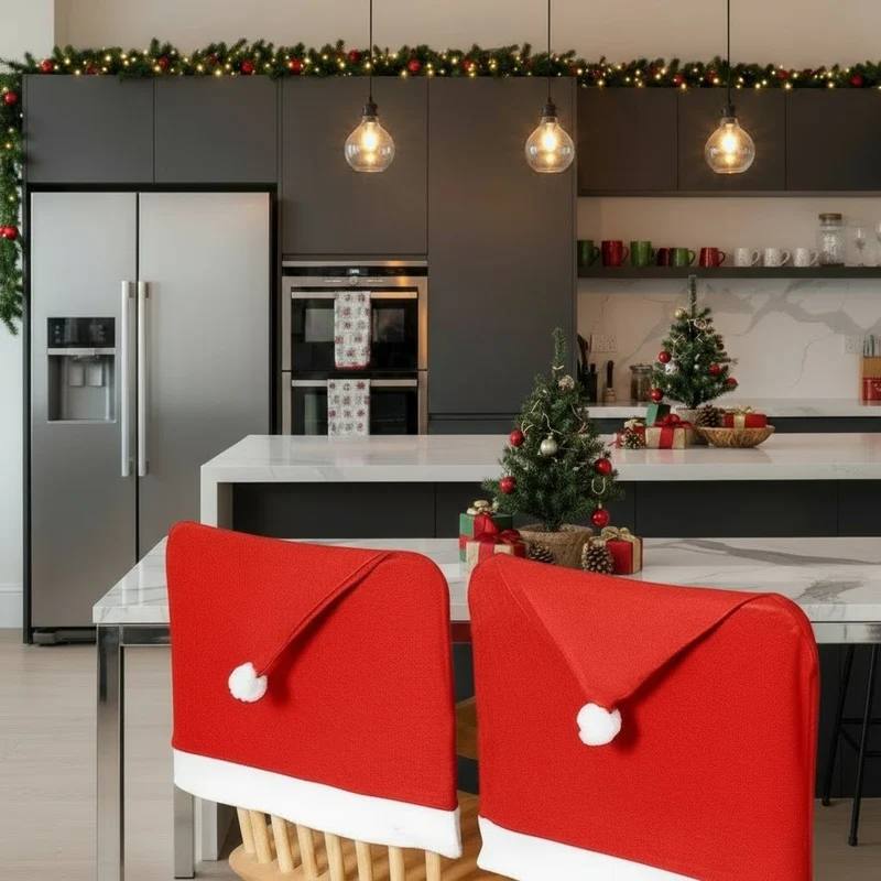 Fröhlicher Sitz – Stuhlhussen Mit Weihnachtsmannmütze (2er-Pack) Für Festliche Esszimmerdekoration