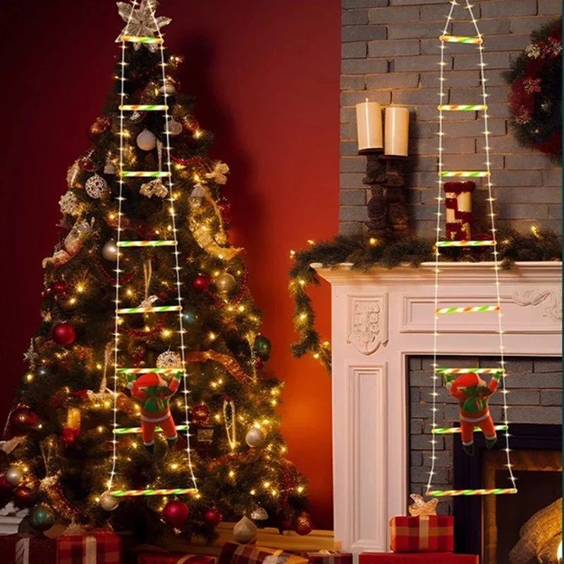 SANTASCEND – Animierter Weihnachtsmann, Der Auf Einer Leiter Klettert, LED-Weihnachtsdekoration