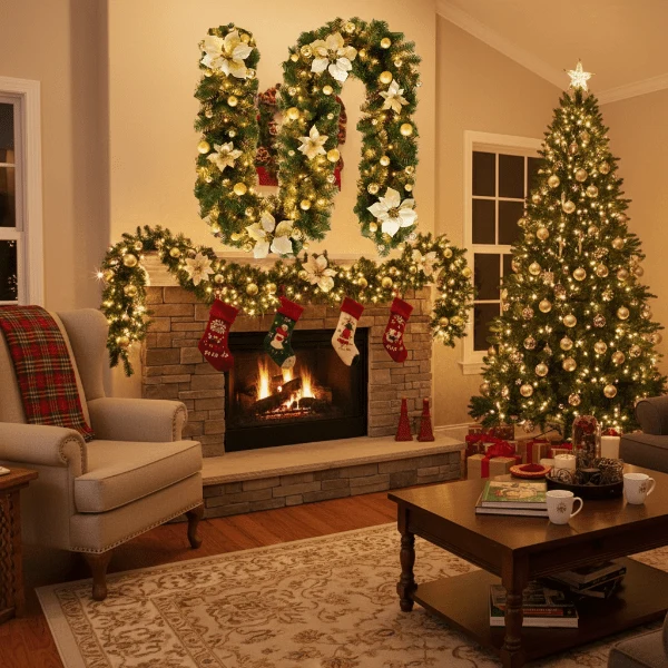 FESTITWINE – Beleuchtete Rattan-Weihnachtsgirlande Mit Warmweißen LED-Lichtern