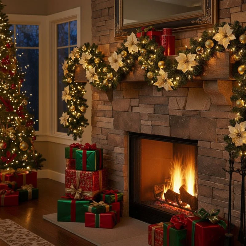 FESTITWINE – Beleuchtete Rattan-Weihnachtsgirlande Mit Warmweißen LED-Lichtern
