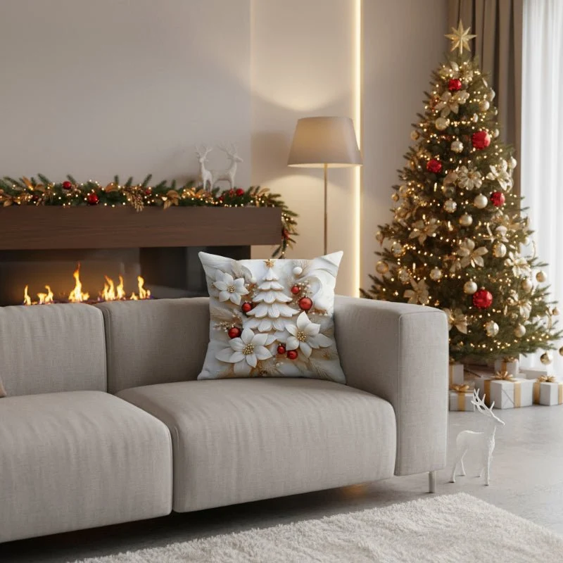 COSYCUSH – 4er-Set Weihnachtlicher Samtkissenbezüge mit Einzigartigen Festlichen Gestaltungen