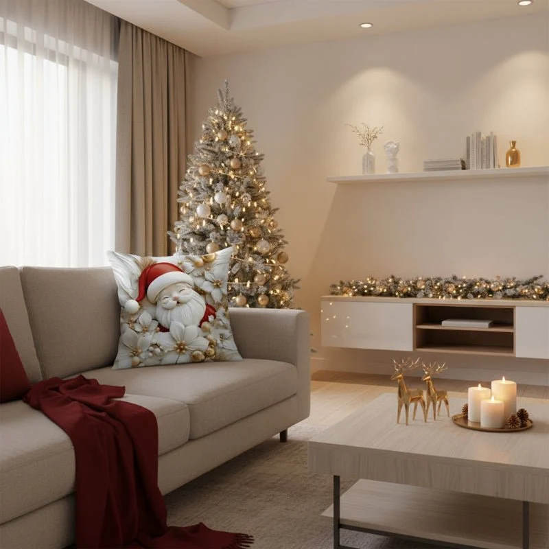 COSYCUSH – 4er-Set Weihnachtlicher Samtkissenbezüge mit Einzigartigen Festlichen Gestaltungen