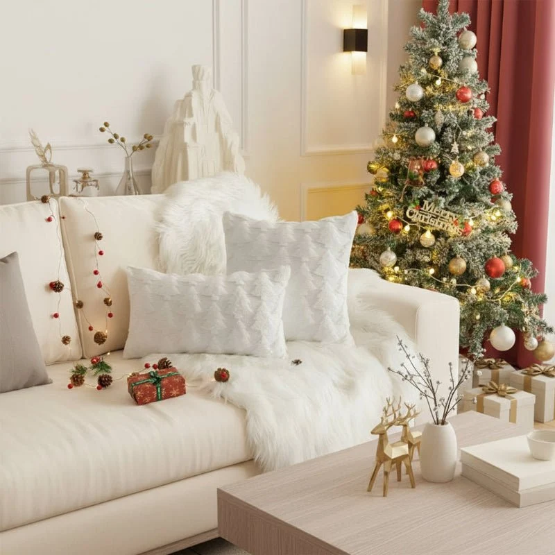 BLISSPINE – Kuscheliger Weihnachtsbaum-Kissenbezug aus ultraweichem Plüschstoff