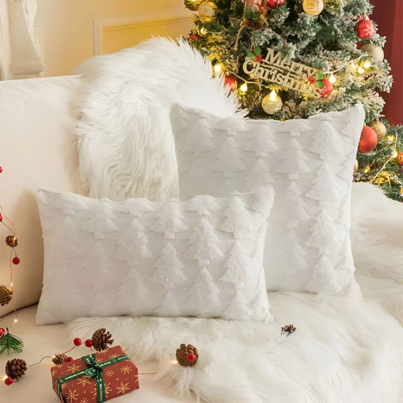 BLISSPINE – Kuscheliger Weihnachtsbaum-Kissenbezug aus ultraweichem Plüschstoff