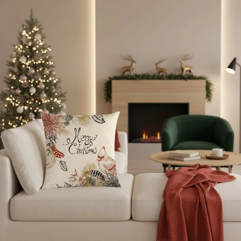 GLEAMCUSH – Festlicher Weihnachtskissenbezug mit Zuckerstangenmotiv und weichem Polyestergewebe