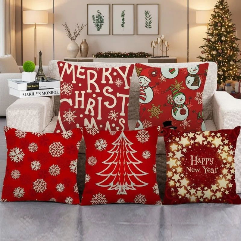 GLEAMCUSH – Festlicher Weihnachtskissenbezug mit Zuckerstangenmotiv und weichem Polyestergewebe
