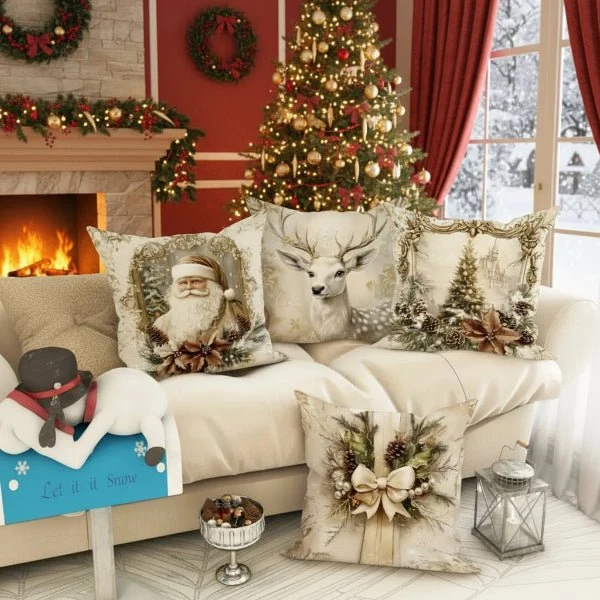 JINGLEPLUSH – Festliche Samtkissenbezüge mit Weihnachtsmotiven für Sofas, Betten und Leseecken