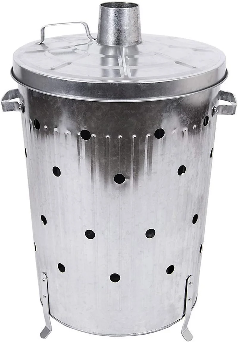 XL Feuertonne 75 Liter verzinkt Feuerschale Feuerfass aus Metall Gartenabfall Verbrennungstonne Gart