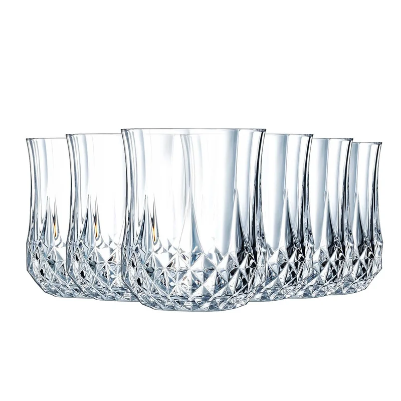 Cristal d'Arques Paris Longchamp Longfeld-Kollektion 6 Gläser niedrig, 32 cl in Kwarx, Glänzend, in