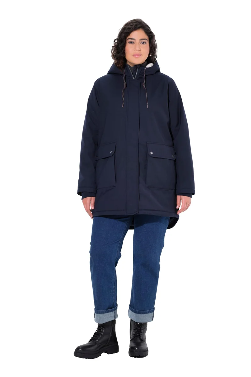 Ulla Popken Damen Hyprar Funktionsjacke mit Teddyfutter Jacken 42-44 marine, 42-44 marine