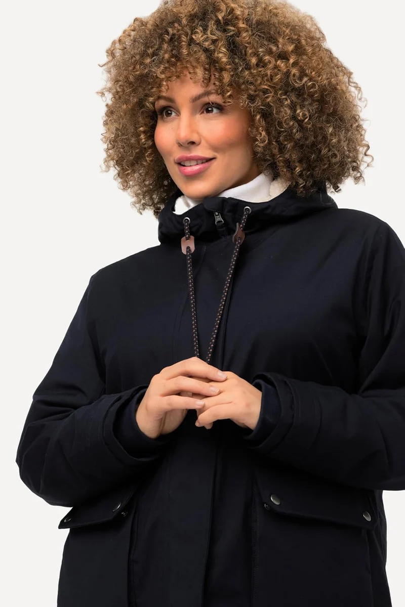 Ulla Popken Damen Hyprar Funktionsjacke mit Teddyfutter Jacken 42-44 marine, 42-44 marine