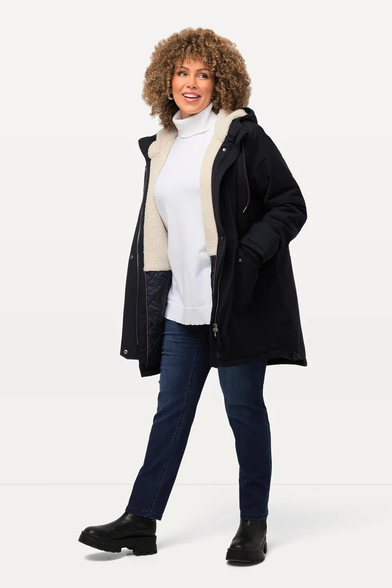Ulla Popken Damen Hyprar Funktionsjacke mit Teddyfutter Jacken 42-44 marine, 42-44 marine