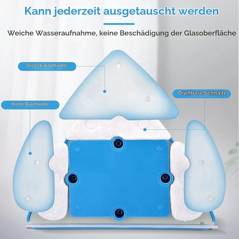 Doppelseitiger Fensterabzieher 5 einstellbares magnetisches Reinigungsbürstenwerkzeug Glaswischer Fü