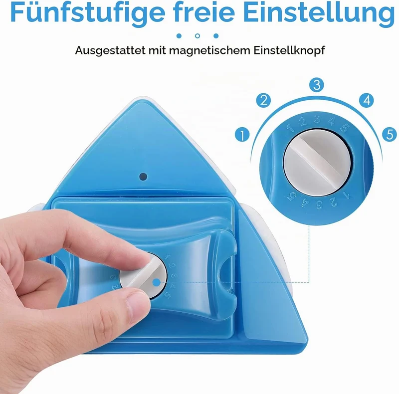 Doppelseitiger Fensterabzieher 5 einstellbares magnetisches Reinigungsbürstenwerkzeug Glaswischer Fü