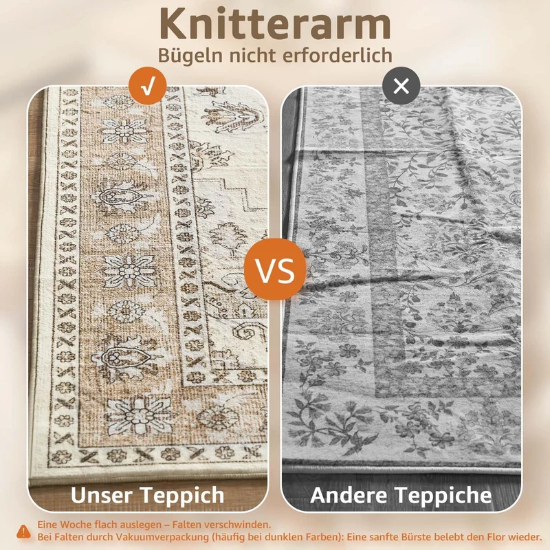 TOPICK waschbar Fussmatte innen Vintage Schmutzfangmatte Indoor 60x90 Beige Beige 60 x 90 cm (Rechte