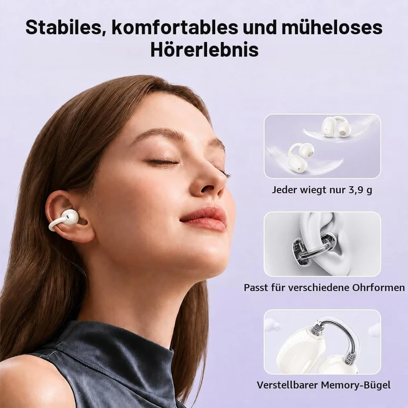 Open Ear Kopfhörer,Bluetooth-Kopfhörer zum Aufstecken,Bluetooth 5.4,HiFi Stereo,25 Stunden Akkulaufz