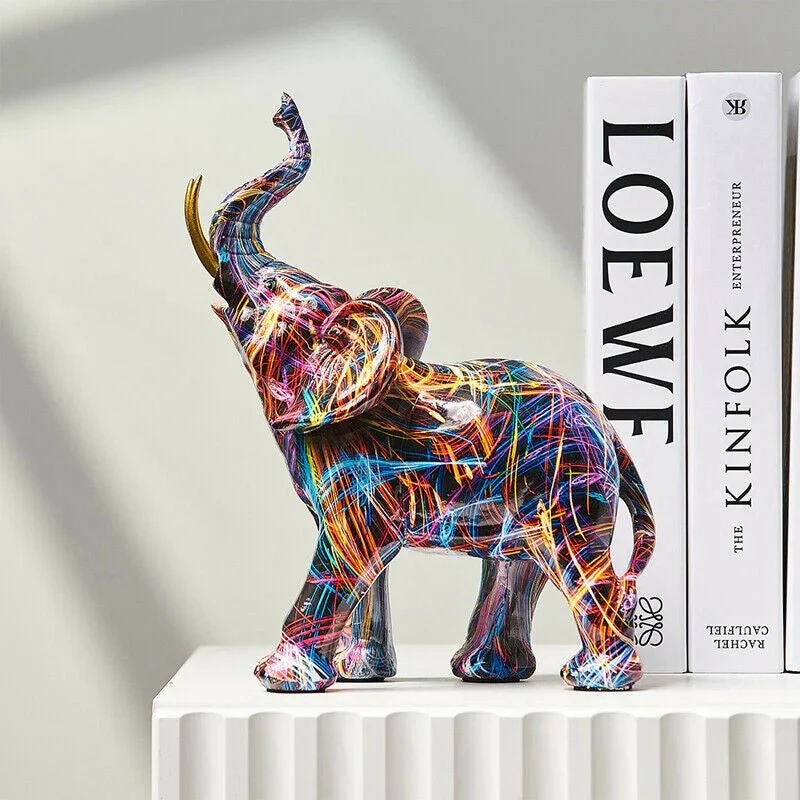 COLORPHANT – Lebendige Graffiti-Elefantenfigur Für Künstlerische Heimdekoration
