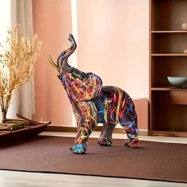 COLORPHANT – Lebendige Graffiti-Elefantenfigur Für Künstlerische Heimdekoration