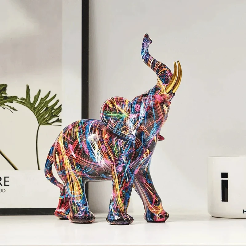 COLORPHANT – Lebendige Graffiti-Elefantenfigur Für Künstlerische Heimdekoration