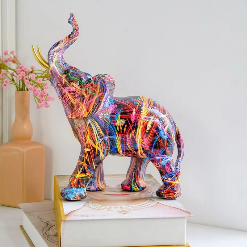 COLORPHANT – Lebendige Graffiti-Elefantenfigur Für Künstlerische Heimdekoration
