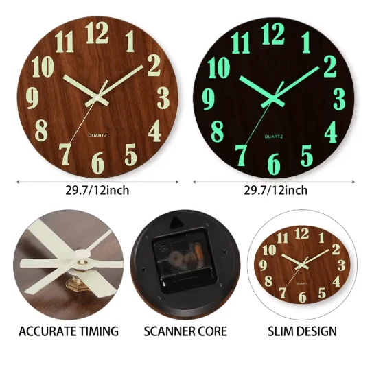 SERENOTIME – Minimalistische Quarzwanduhr Mit Sanftem Leuchteffekt