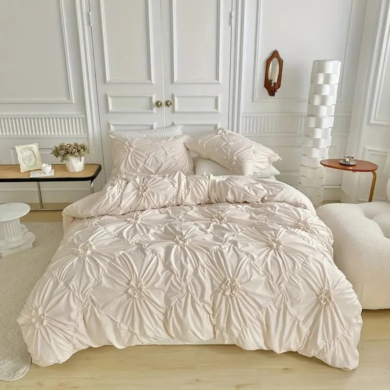 Velvetpetal – Elegantes Bettwäsche-Set Mit Rüschen Und Blumenstruktur