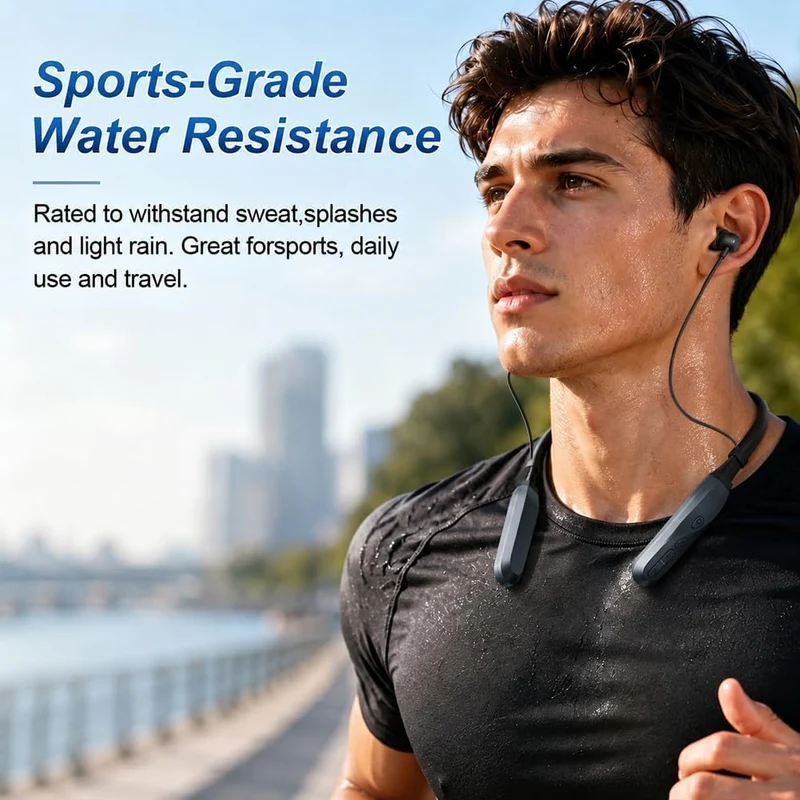 Nackenbügel Kabellose Kopfhörer 200 Stunden Spielzeit, Kopfhörer Sport Ohrhörer Bluetooth 5.3, Magne