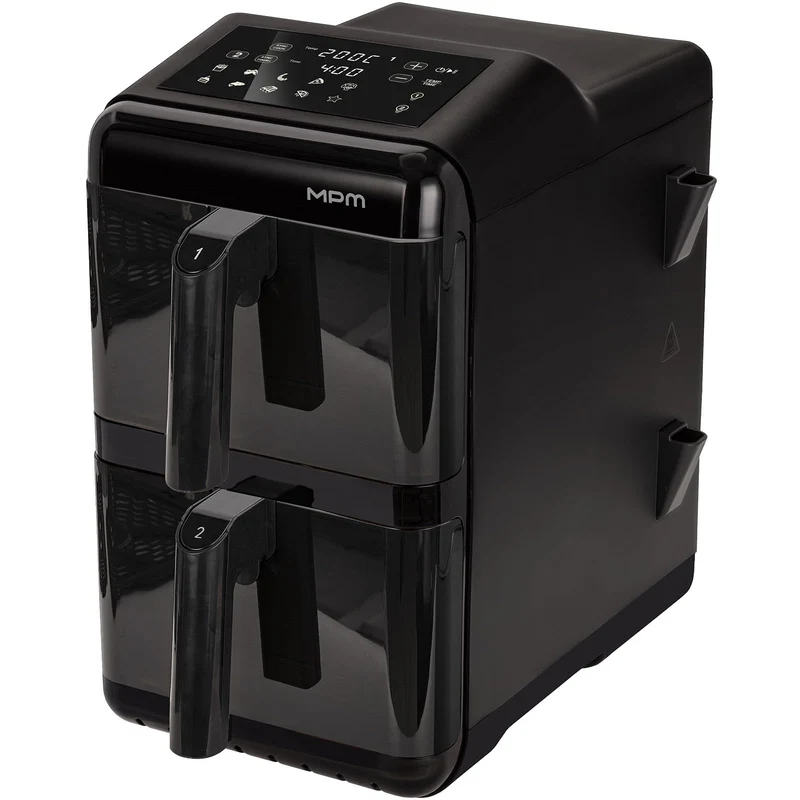MPM Air Fryer Heissluftfritteuse 2 Kammern XXL 12 L Übereinander 3000 W