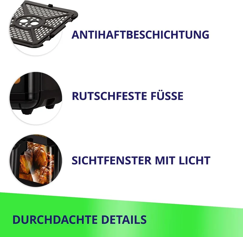 MPM Air Fryer Heissluftfritteuse 2 Kammern XXL 12 L Übereinander 3000 W