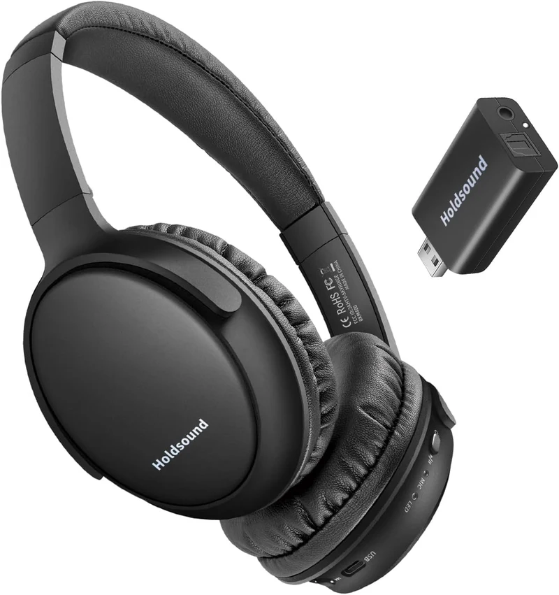 Holdsound TV Kopfhörer Kabellos für Senioren mit USB-Sender,Mehr Lautstärke Tintenschwarz, Tintensch