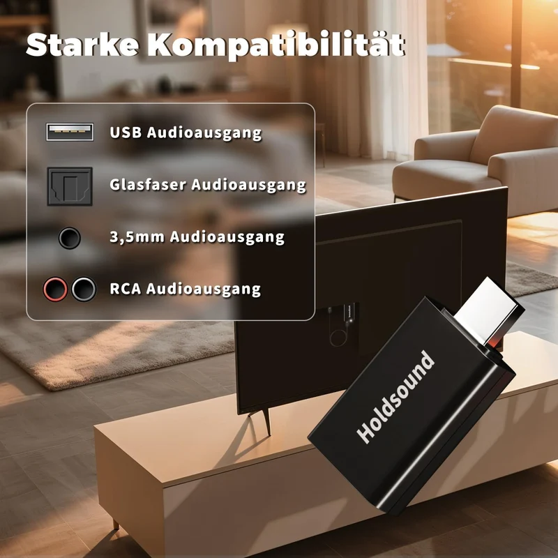 Holdsound TV Kopfhörer Kabellos für Senioren mit USB-Sender,Mehr Lautstärke Tintenschwarz, Tintensch